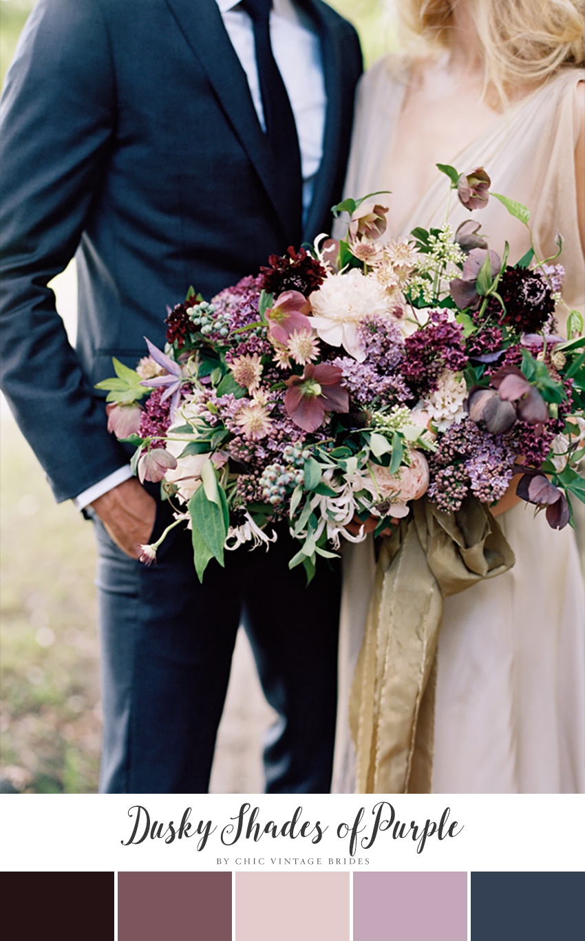 Dusky Shades of Purple Fall Wedding Colour Palette || Wedding Colours || Purple Bridal Bouquet 