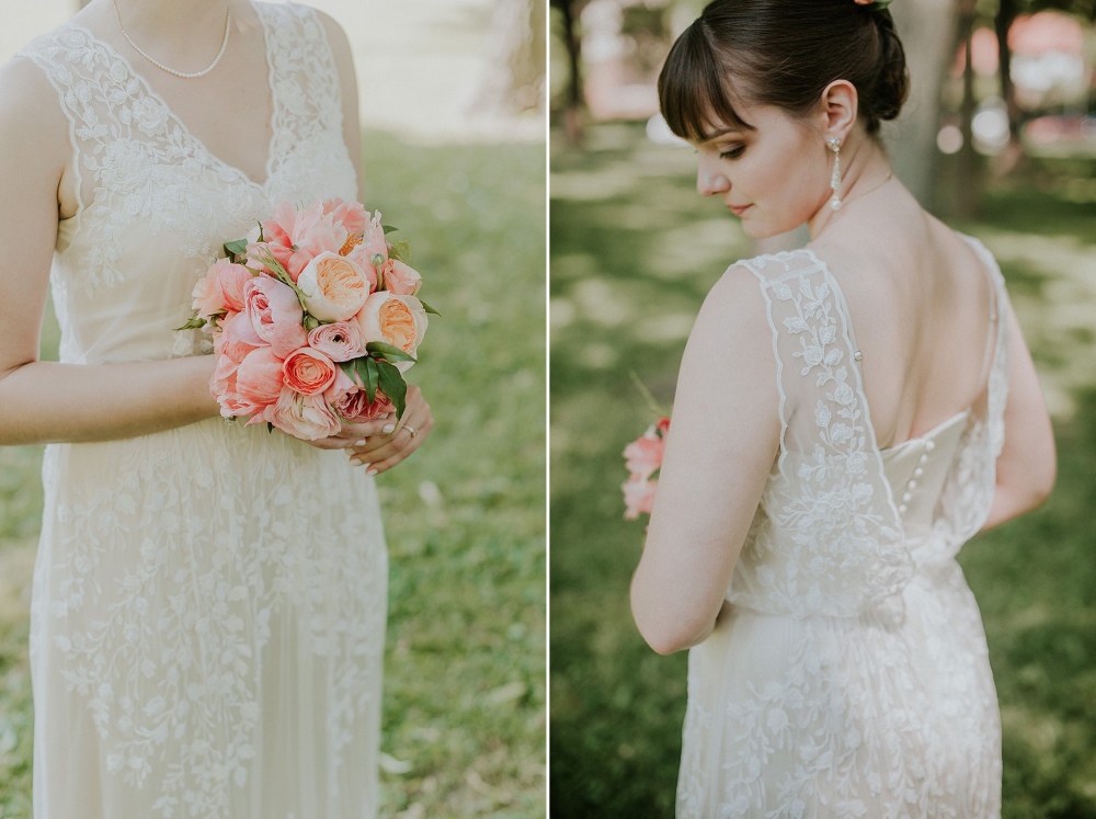 Vintage Inspired Bride with a Peach Bridal Bouquet // Photography ~ Anna Page Photography