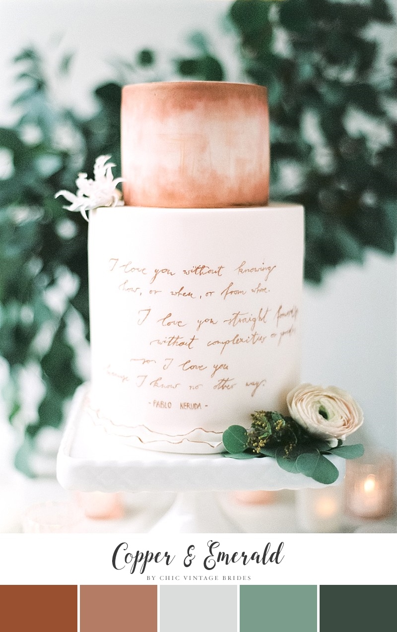 Copper & Emerald Fall Wedding Colour Palette || Autumn Wedding Colours || Fall Wedding Ideas || Autumn Wedding Cake