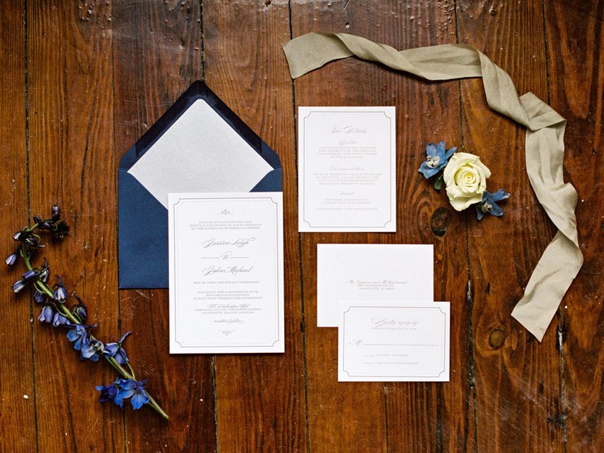 Letterpress Blue Wedding Stationery // Photography ~ Live View Studios