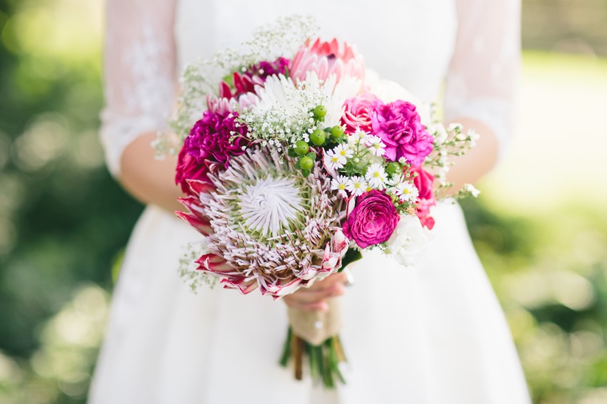 Pink Protea Bridal Bouquet // Photography ~ White Images