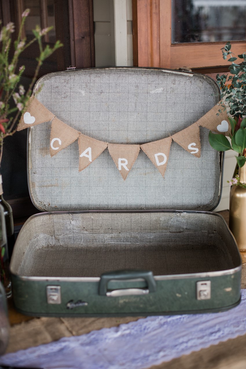 Vintage Suitcase Wedding Card Collection Point // Photography ~ Bless Photography