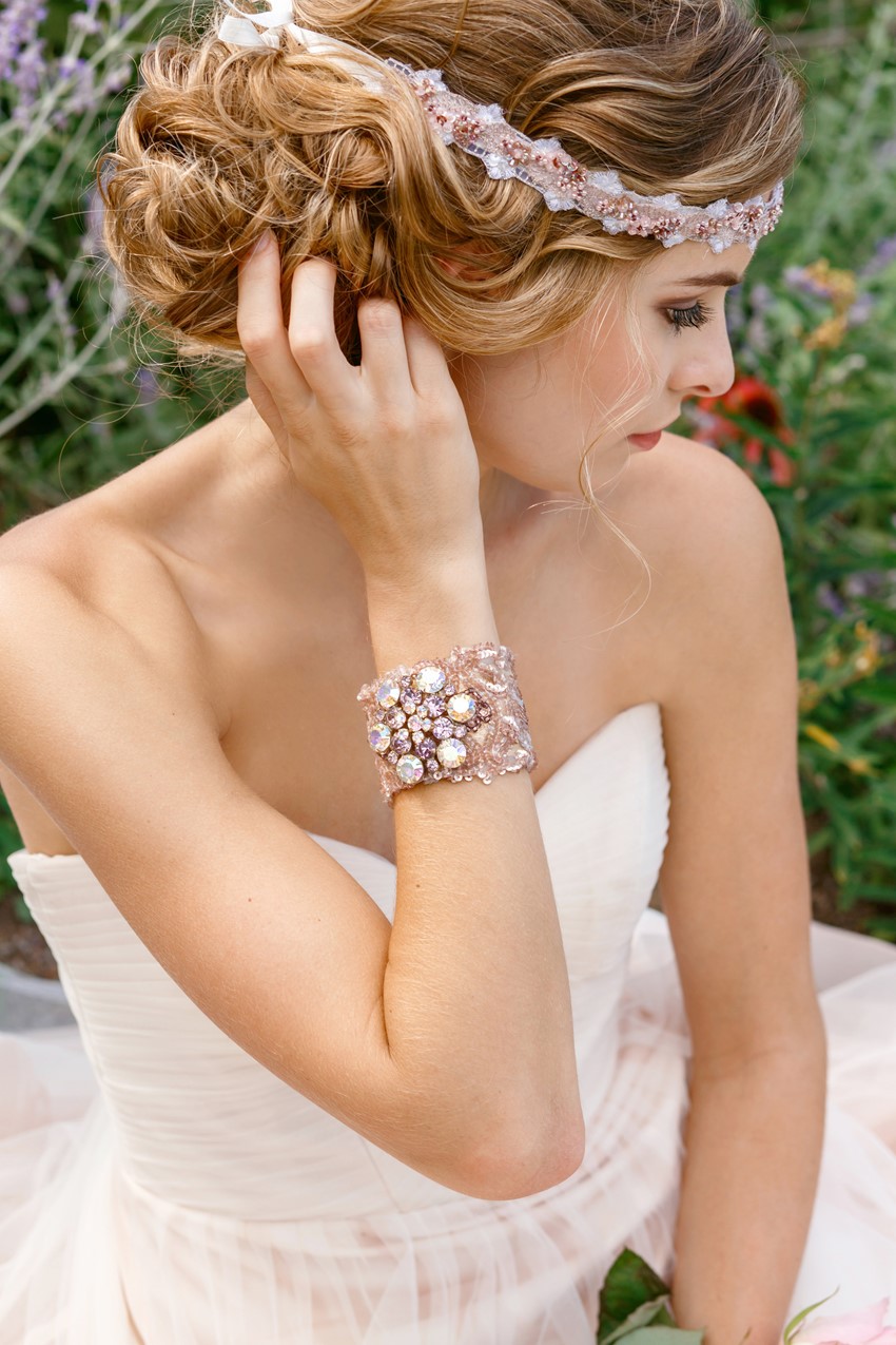 Sparkly Bridal Cuff and Matchiing Headpiece from Cloe Noel Designs