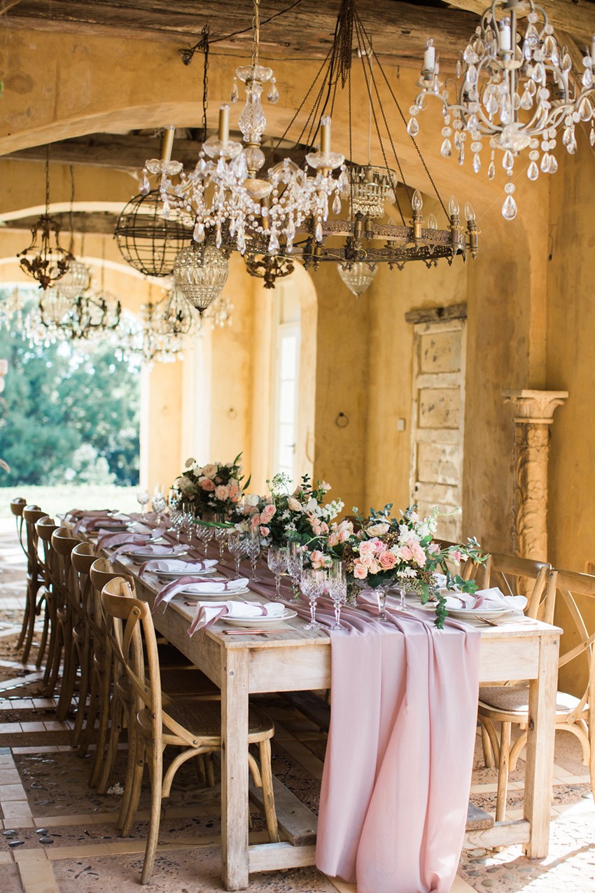 Romantic Pale Pink & Purple Wedding Tablescape // Photography ~ White Images
