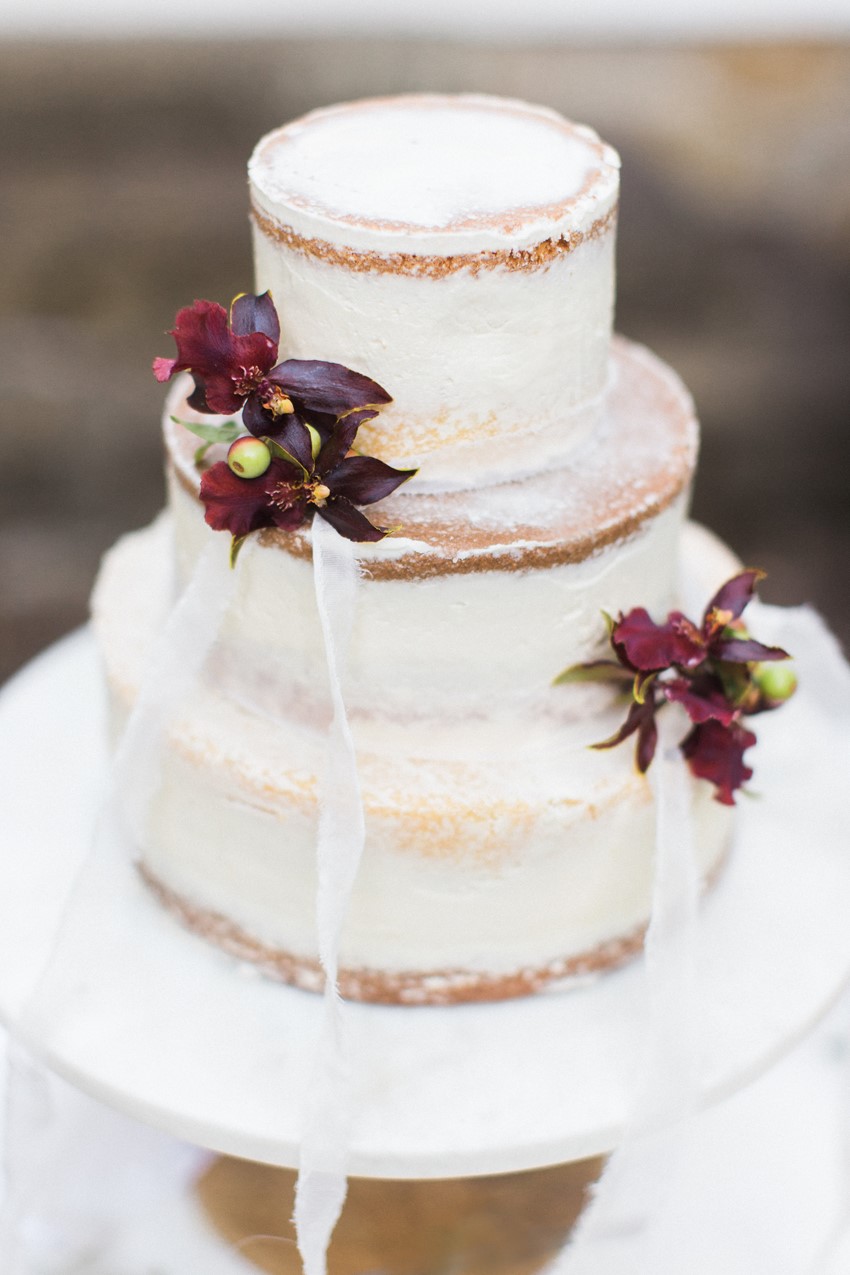 Fall Semi Naked Wedding Cake // Photography ~ Anna Scott Photography