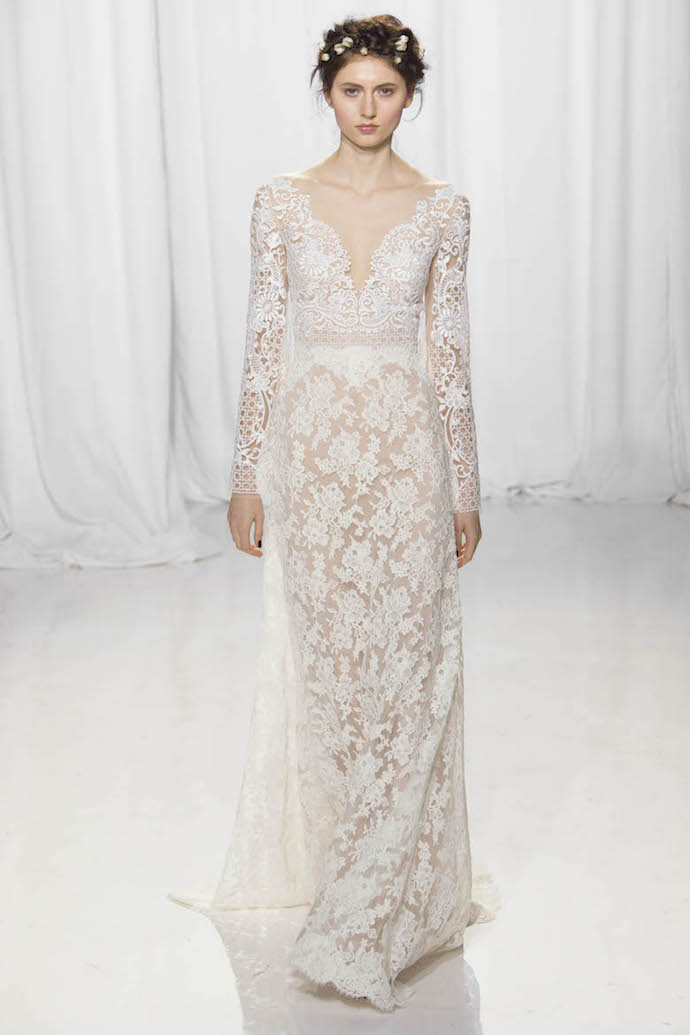 Long Lace Sleeve Wedding Dress from Reem Acra