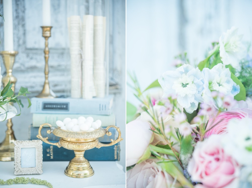 Vintage Pastel Pink & Blue Wedding Flowers // Photography ~ Injoy Imagery