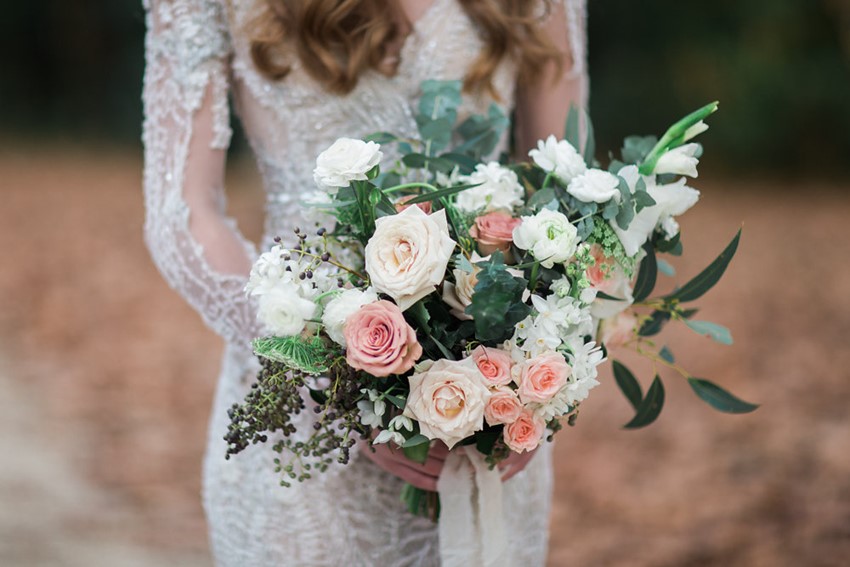 Pretty Fall Bridal Bouquet in Romantic Pastels // Photography ~ White Images