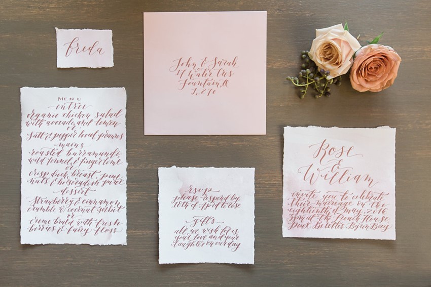 Romantic Calligraphy Wedding Stationery // Photography ~ White Images