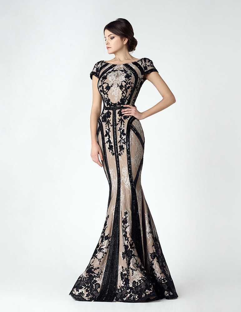 Saiid Kobeisy Black & Nude Wedding Dress