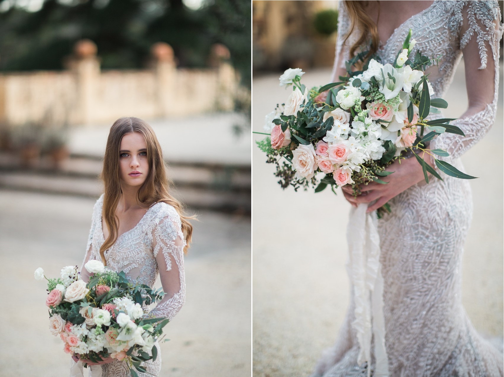 Romantic Asymmetrical Bridal Bouquet // Photography ~ White Images