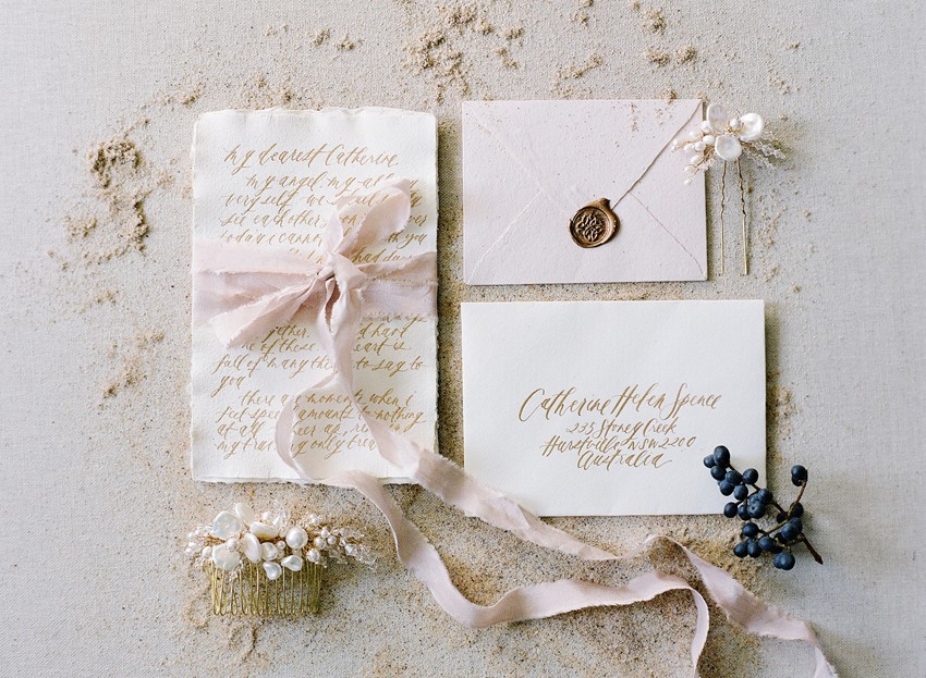 Delicate Pink Calligraphy Wedding Stationery // Photography ~ Love Note Photography