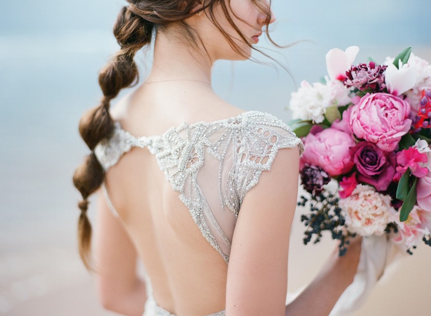 Embellished wedding dress with open back// Photography ~ Love Note Photography
