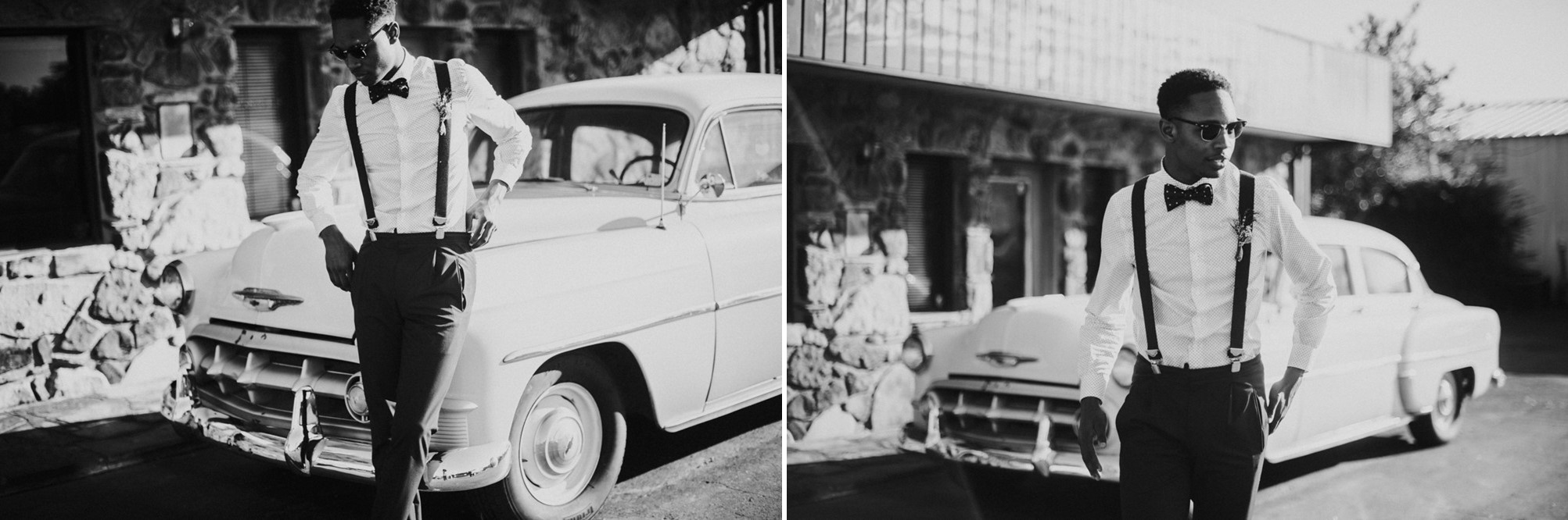 Mid-Century Groom and Vintage Wedding Car // Photography ~ Myranda Randle Photography