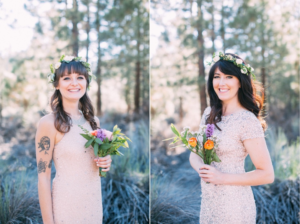 Boho Vintage Bridesmaids with Flower Crowns // Photography ~ The Darlene