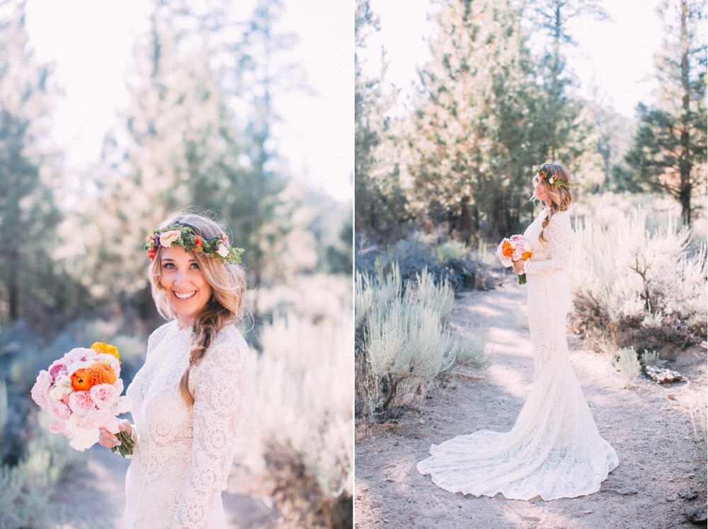 Boho Bride in a long sleeve lace wedding dress// Photography ~ The Darlene
