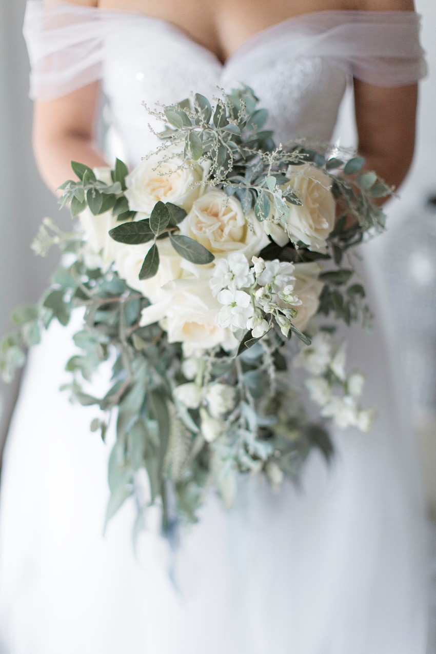 White & Greyed Jade Bridal Bouquet