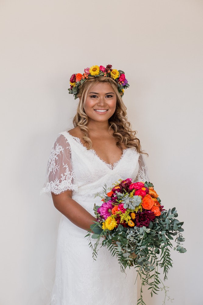 Boho-Vintage Bride in a Fresh Flower Crown // Photography ~ Bless Photography