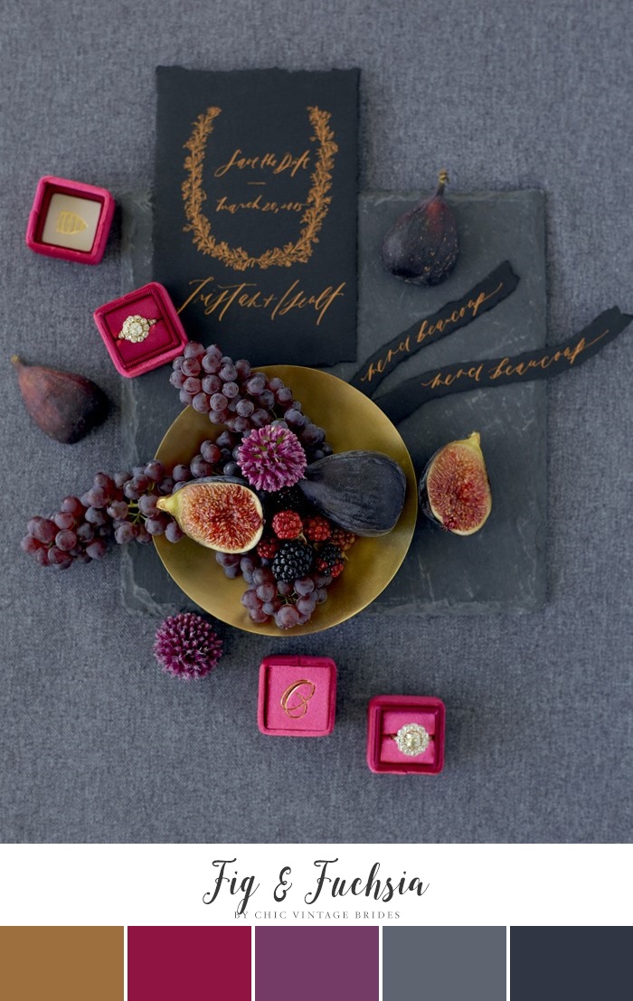 Bold Winter Wedding Color Palette - Fuchsia & Fig