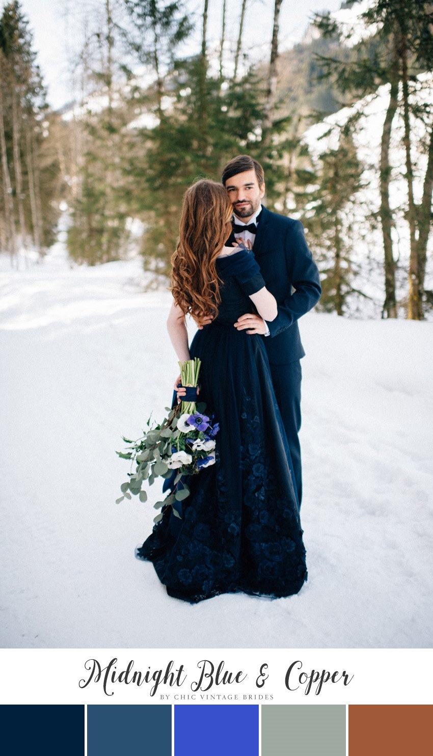 Stunning Winter Wedding Color Palette - Midnight Blue & Copper
