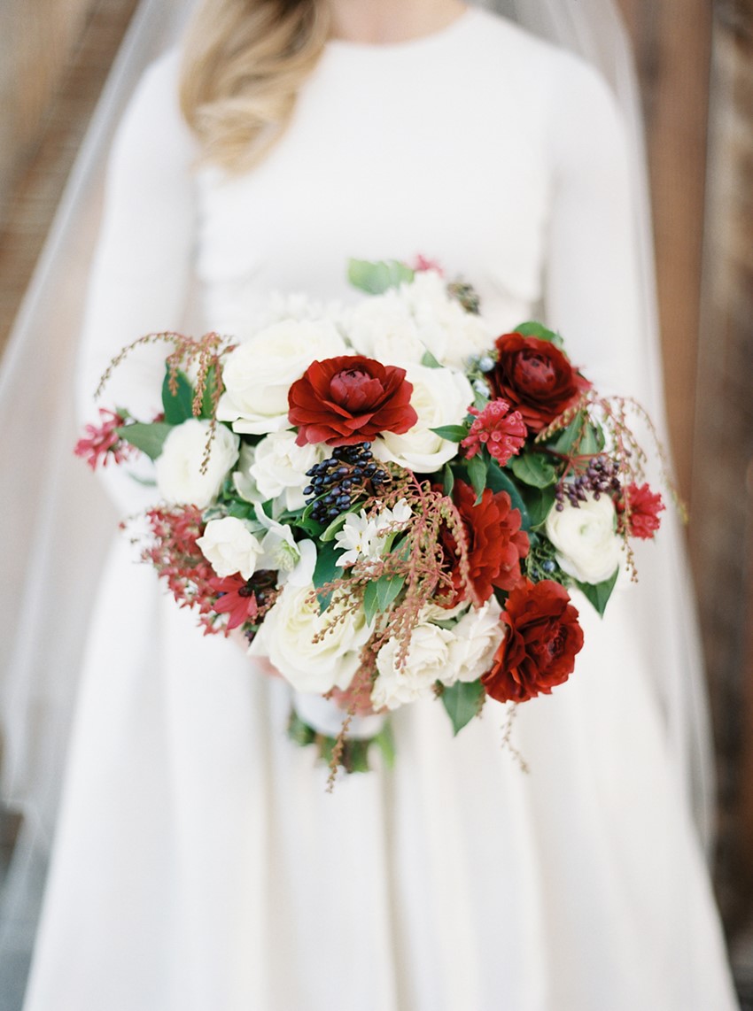Holiday Wedding Bridal Bouquet // Photography ~ Rebecca Hollis Photography