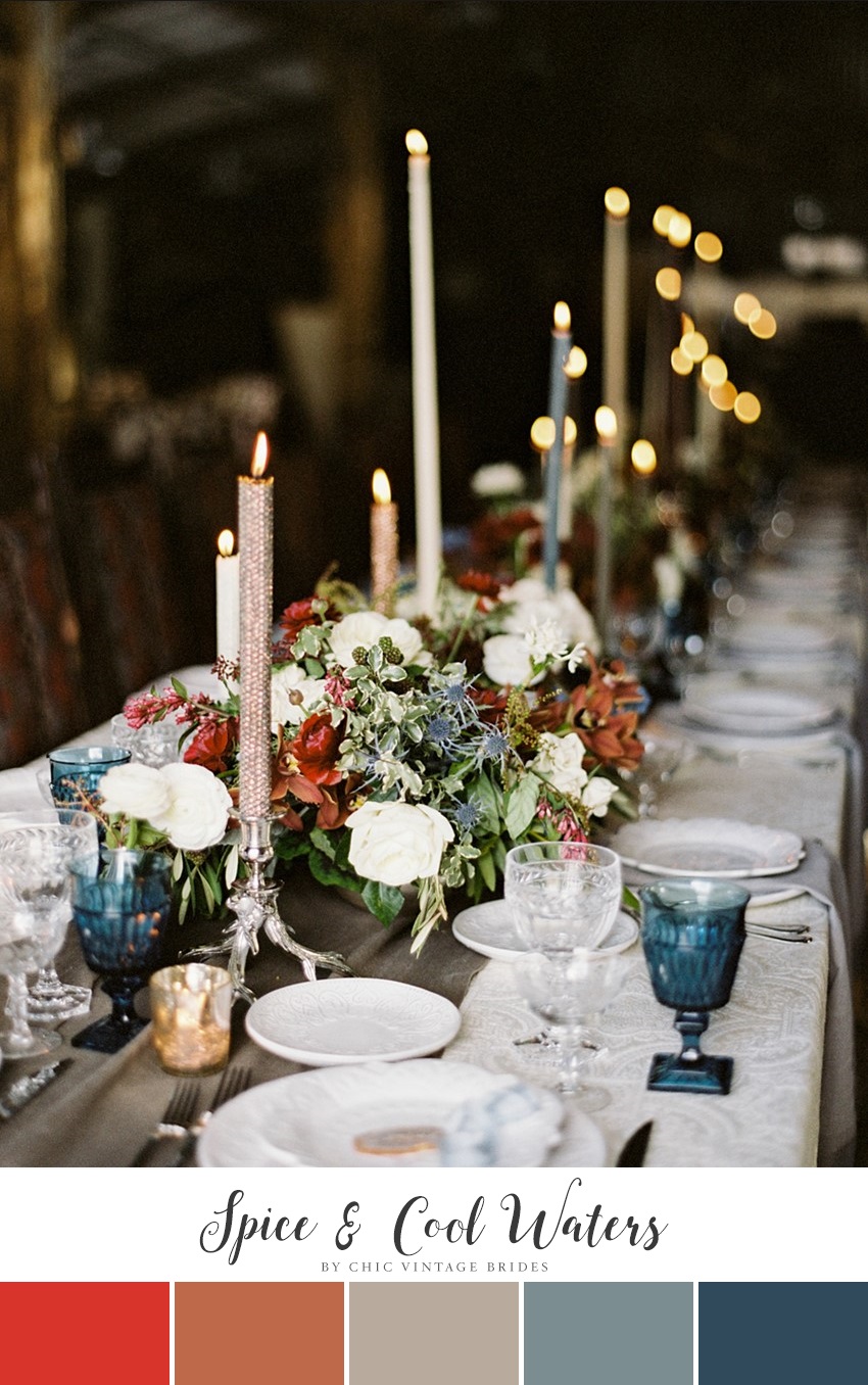Winter Wedding Color Palette - Spice & Cool Waters