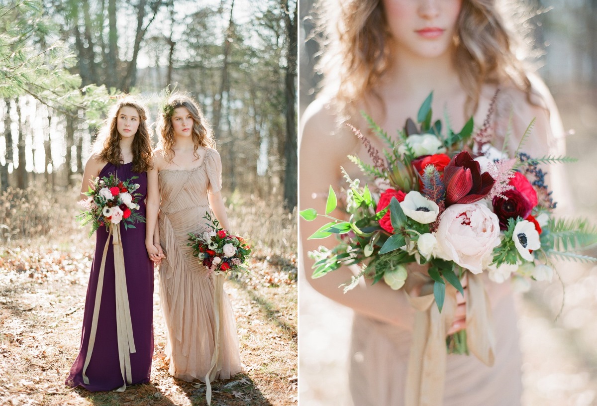 Romantic Winter Mismatched Bridesmaids // Photography ~ Heather Roth Fine Art Photography 