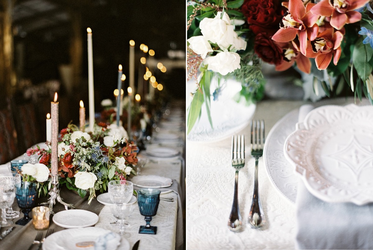 Romantic Rustic Winter Barn Wedding Tablescape // Photography ~ Rebecca Hollis Photography