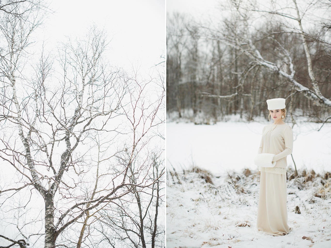 Russian Vintage Winter Bridal Look