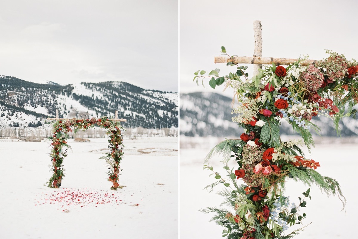 Snowy Holiday Wedding Aisle Arch