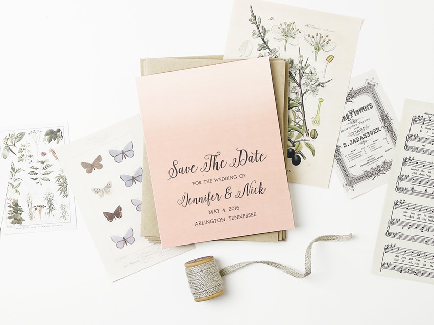 Ombre Vintage Bridal Shower Invite from Basic Invites