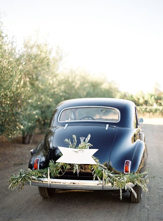 Greenery Adorned Wedding Car