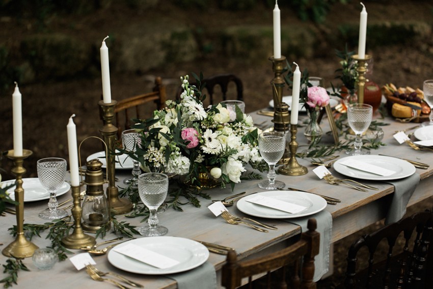 Pink & Grey Vintage Wedding Tablescape