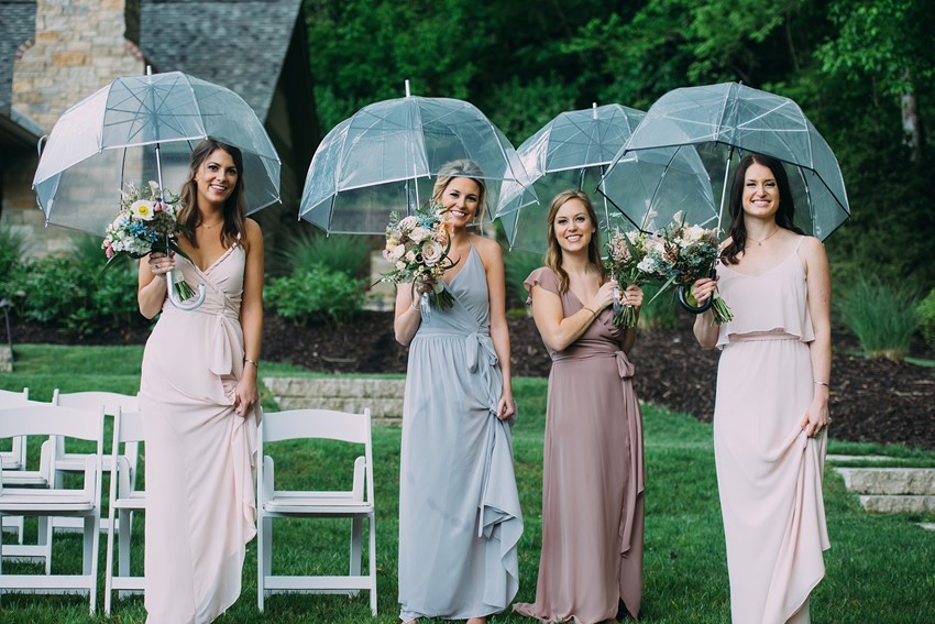 Bridesmaids Under Umbrellas