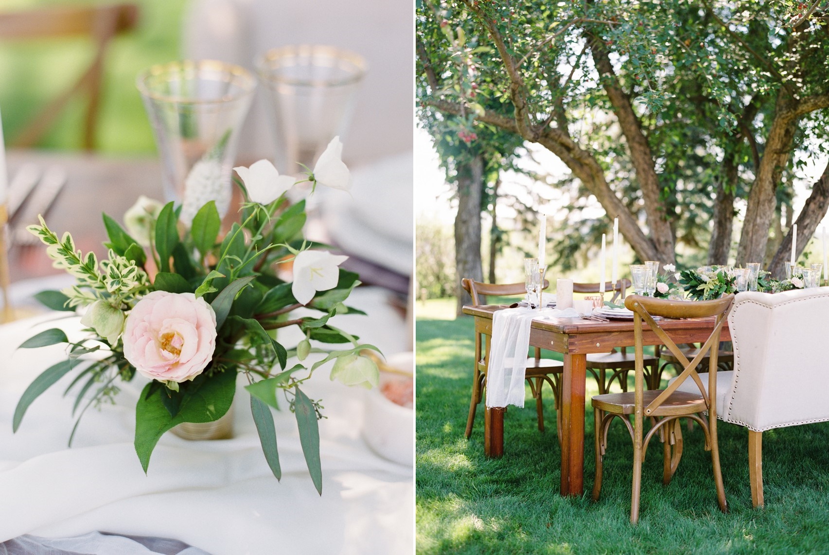Sophisticated Spring Garden Wedding Centerpiece & Tablescape