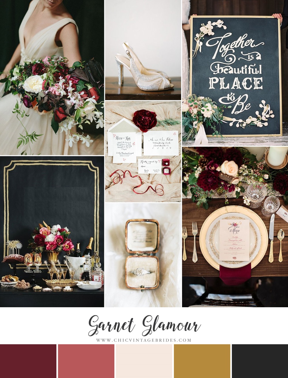 Garnet Glamour - Glittering Winter Wedding Inspiration in Garnet & Gold