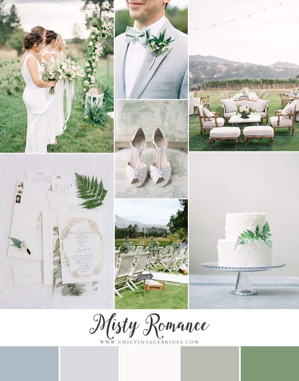 Misty Romance - Elegant Wedding Inspiration in Soft Shades of Grey & Green