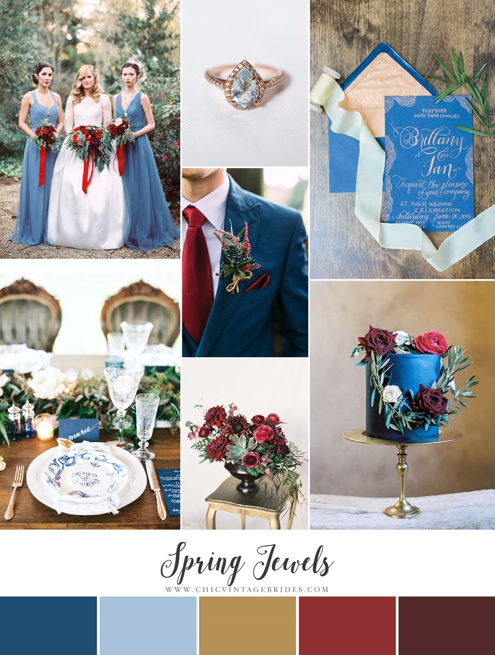 Spring Jewels - Rich Rustic Wedding Inspiration in Garnet & Blue