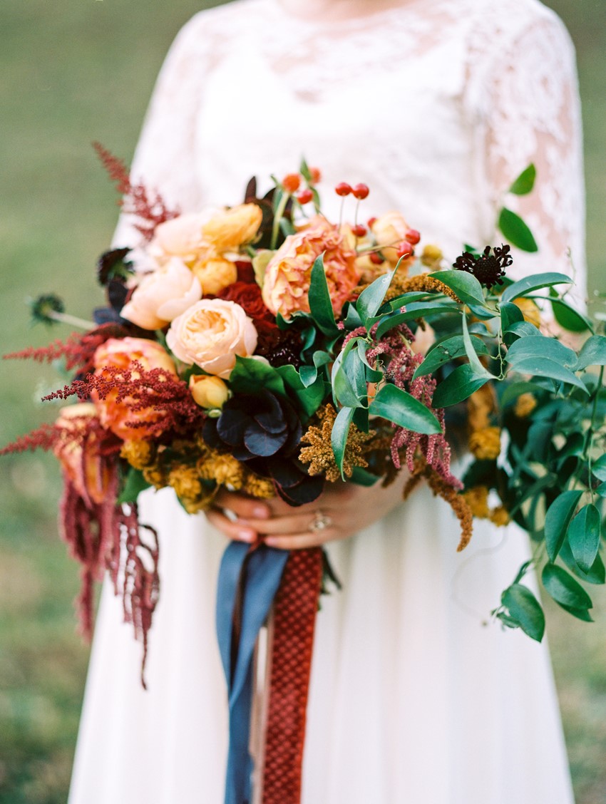 Romantic & Vibrant Winter Bridal Bouquet