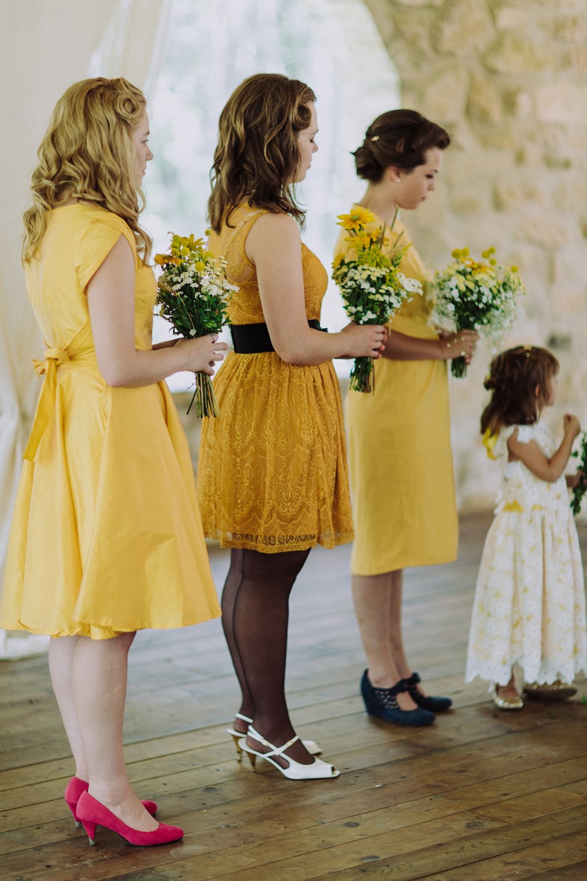 Vintage Bridesmaids in Yellow