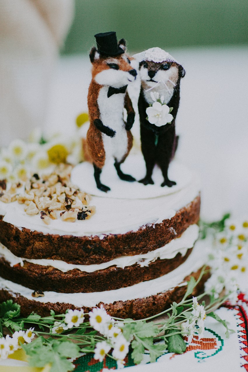 Felt Animal Wedding Cake Topper