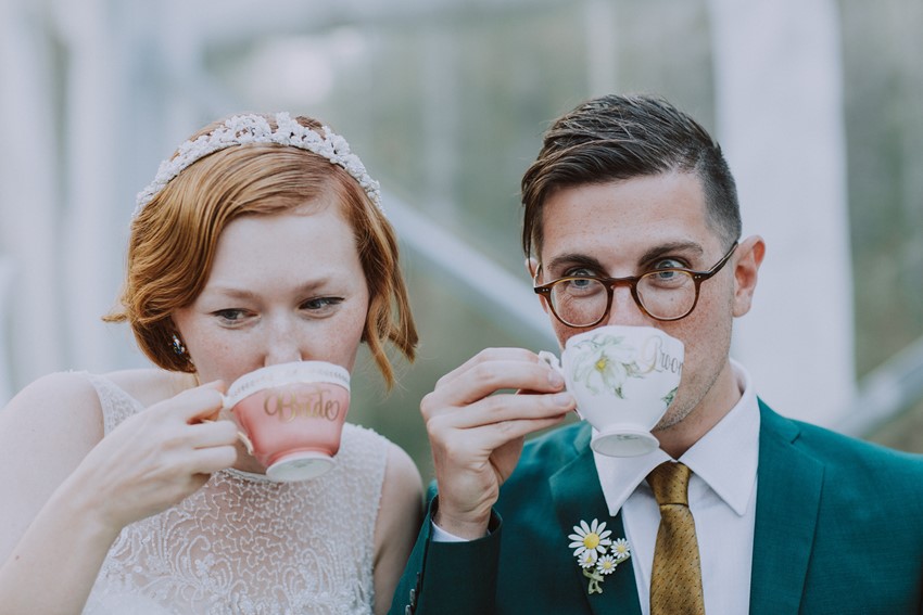Bride & Groom Drinking Tea