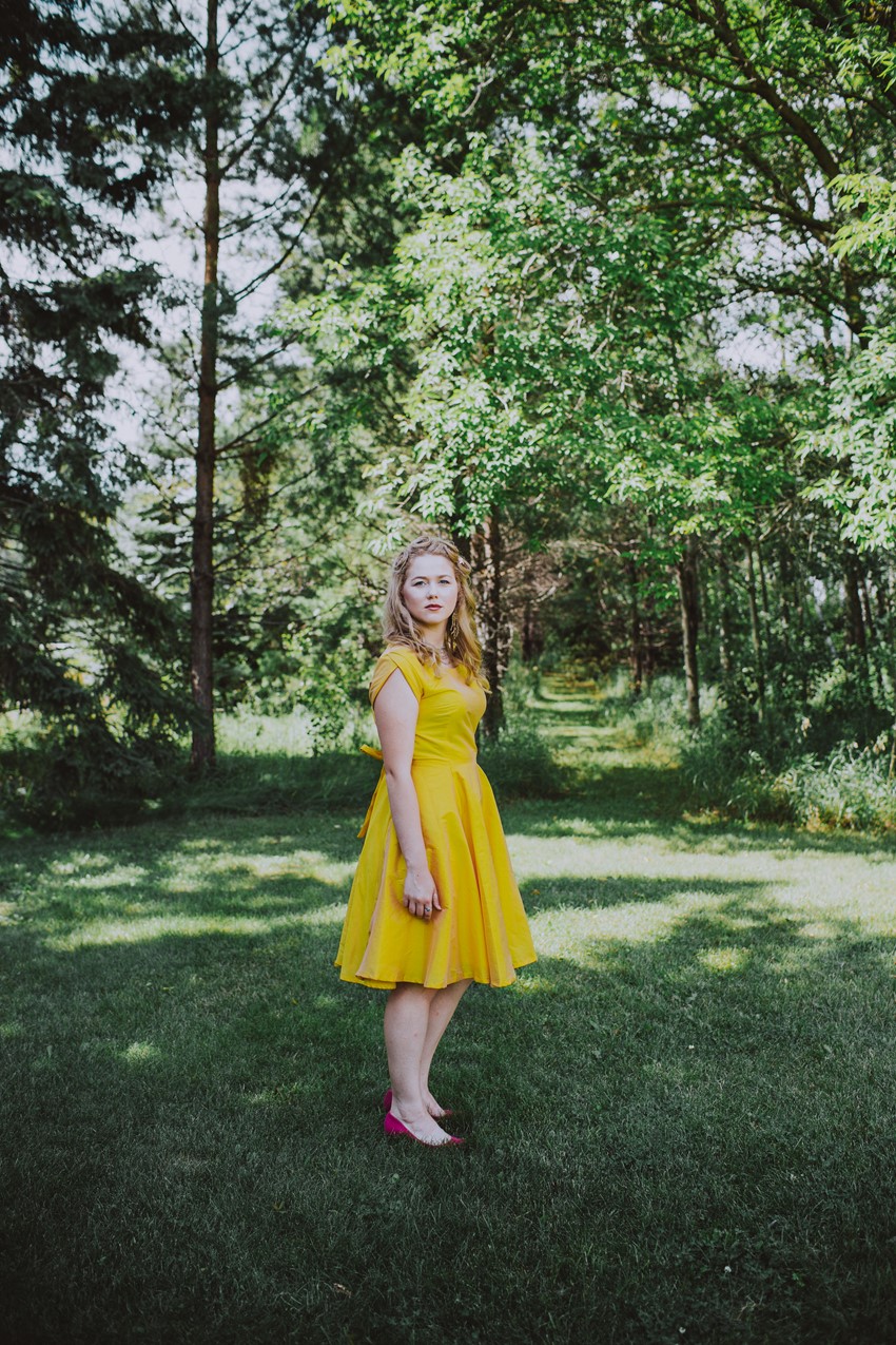 Vintage Inspired Bridesmaid in Yellow