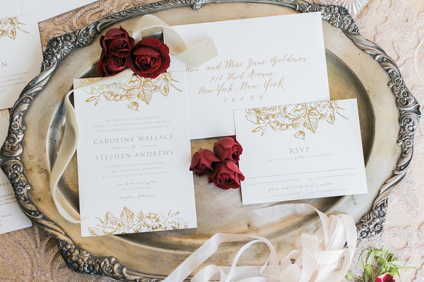 Gold Floral Wedding Invitation from Minted