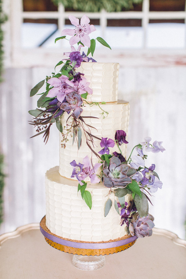 Amethyst Flower Adorned Wedding Cake