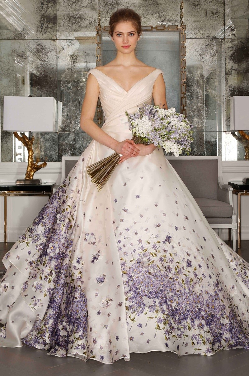 Floral Print Wedding Dress ~ Romona Keveza
