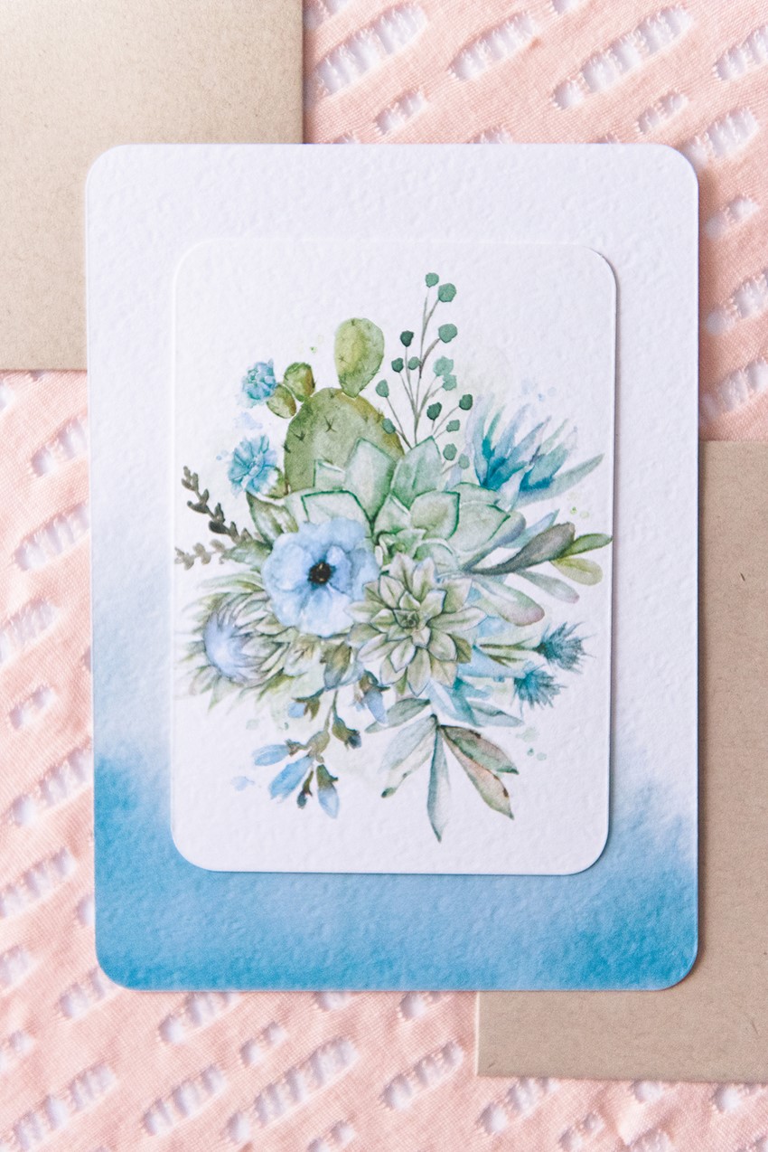 Blue Watercolor Floral Wedding Stationery Suite from Wedding Paper Divas