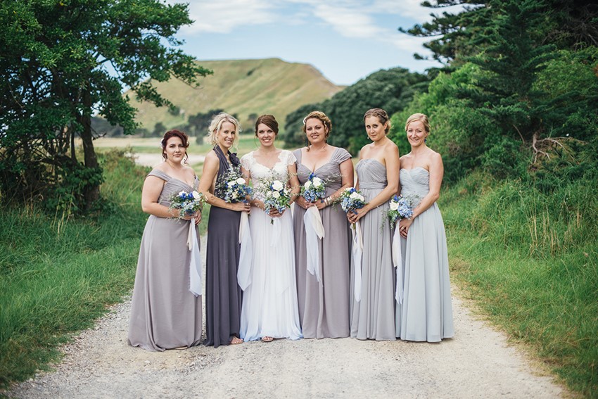 Boho-Vintage Bridesmaids for a Beach Wedding in New Zealand