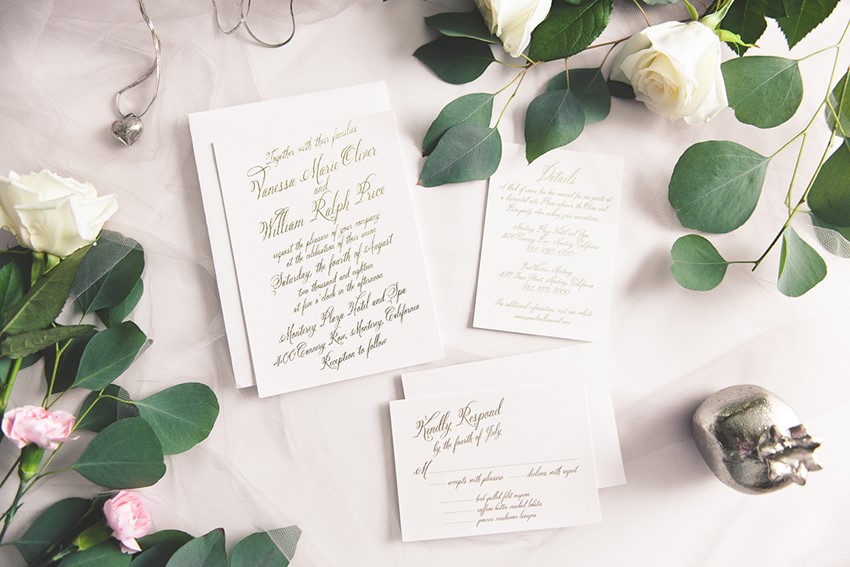 Elegant Gold Calligraphy Wedding Stationery Suite from Wedding Paper Divas
