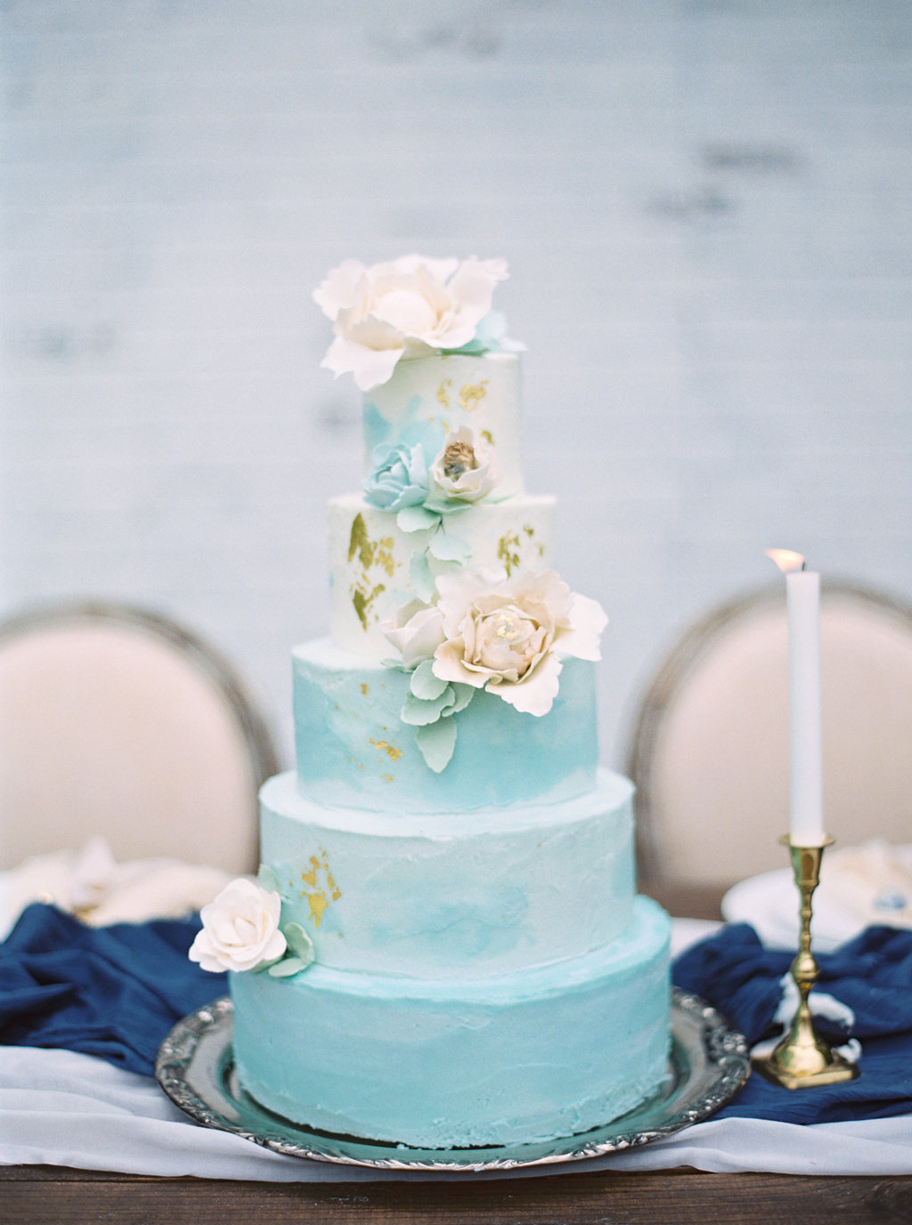 Aquamarine Marble Wedding Cake